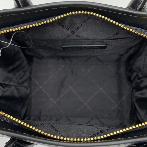 Michael Kors Avril Small Leather Top-Zip Satchel BLACK COLOR - Picture 12 of 16